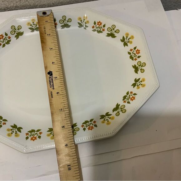 Johnson Brothers Heritage POSY  hexagonal orange flowers platter 12'' EUC G21 - Picture 8 of 8